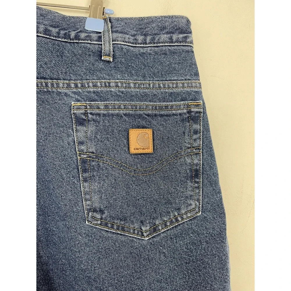 Carhartt Mens Jeans 38x34 Relaxed Fit Straight Leg Flannel Lined Denim Work‎ NWT